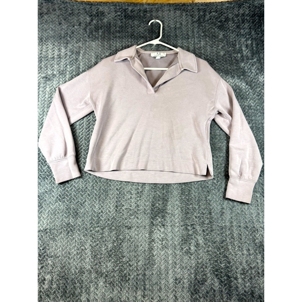 Magaschoni Cropped Sweater Women XS Purple Stretch Long Sleeve Collared Pullover
